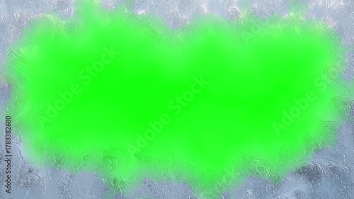 Animated texture of frosty patterns on a green background. Perfect for Christmas, New Year's, and winter projects.