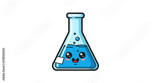 Adorable science: a playful erlenmeyer flask with endearing kawaii facial expression