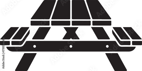 picnic table vector silhouette icon - perfect for furniture icons, decals, or eps crafts. Vector Black silhouettes. with white background