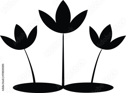 silhouette of lotus flowers and lily pads