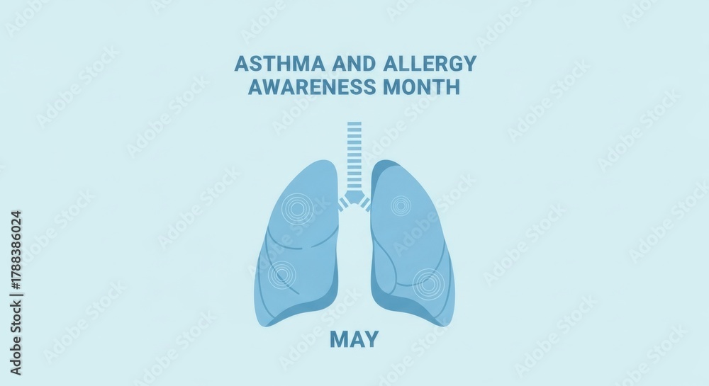 Fototapeta premium Asthma Allergy Awareness Month Lungs Concept May Health Education