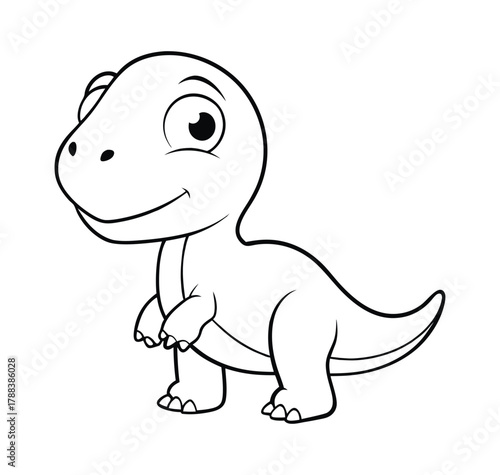Cute Cartoon Dinosaur Sticker with White Background Fun Design