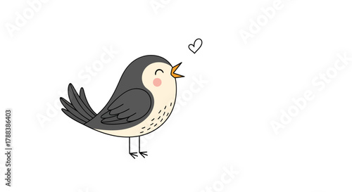 Charming illustration of a songbird expressing love through music and heartfelt melody