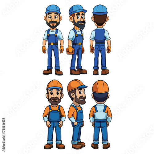 Handyman, repair worker, and plumber in uniform vector