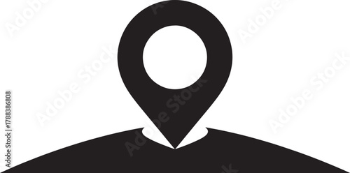 Black map marker icon on white background location pointer