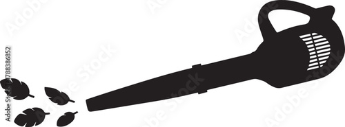 Black silhouette of a handheld leaf blower. Vector Black silhouettes. with white background