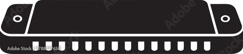 minimalist illustration of a harmonica. Vector Black silhouettes. with white background