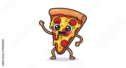 Delightful pepperoni pizza character ready to brighten your day and promote pizza