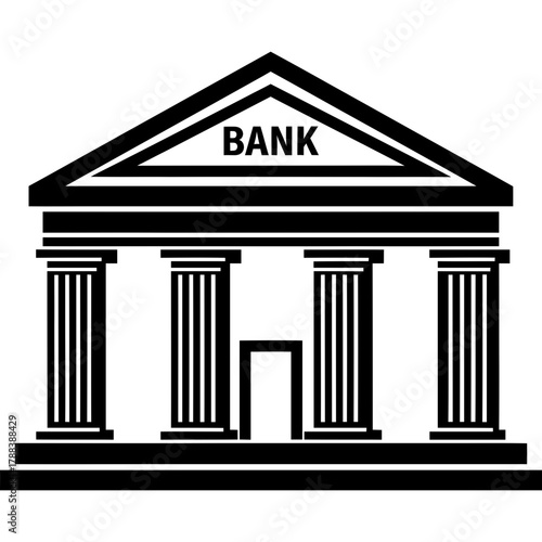 Elegant bank building with columns signifies financial stability and trust