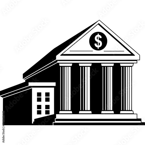 Iconic bank building with dollar sign symbolizes financial trust and security