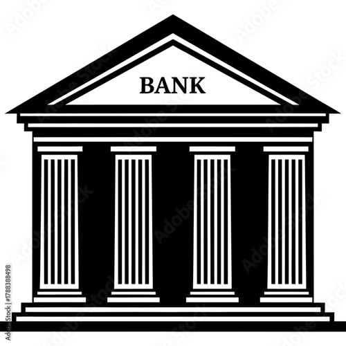 Secure financial institution building with classic columns and prominent signage