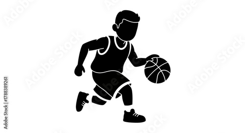 Dynamic dribbling athlete silhouette showcasing energy and youthful basketball spirit in