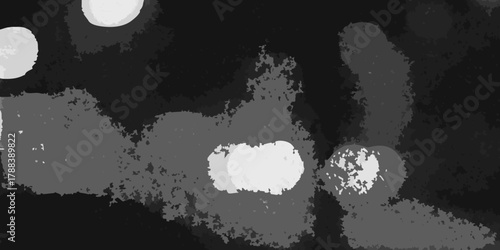 Fotografie Abstract grayscale background with textured shapes and glowing light orbs