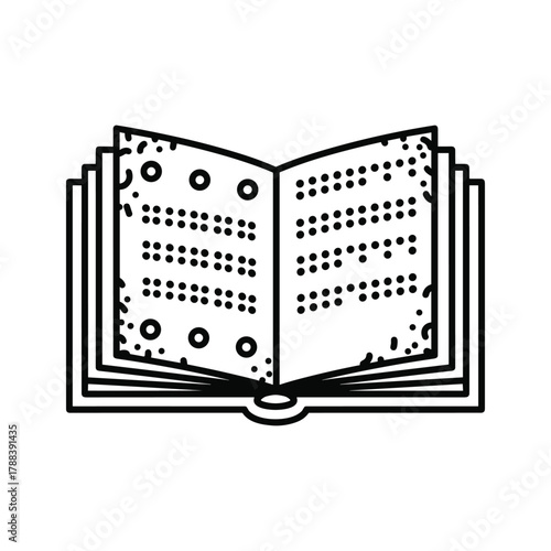 Open book with braille text, symbolizing education and accessibility for the visually impaired