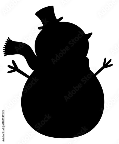 Snowman silhouette with hat and scarf, Christmas