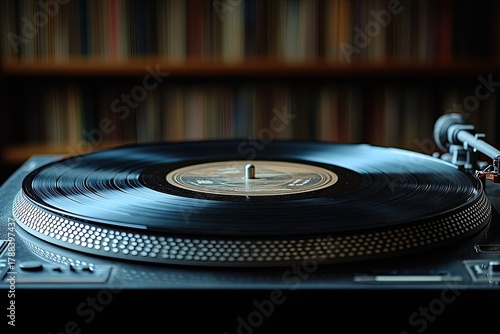 Vintage Vinyl Record on Turntable in Soft Focus