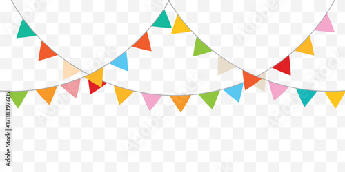 Set of multicolored buntings garlands flags isolated on white background. carnival colored garlands and bunting. confetti festive colorful carnival. Best Design Collection. EPS 10