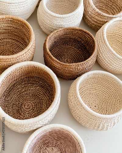 Natural Woven Baskets with Textured Designs