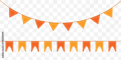 Set of multicolored buntings garlands flags isolated on white background. carnival colored garlands and bunting. confetti festive colorful carnival. Best Design Collection. EPS 10