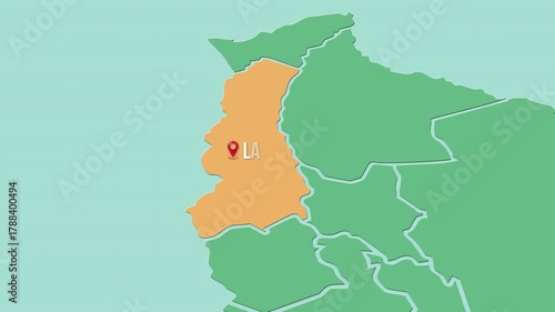 Mapa de Bolivia con división política resaltando el Departamento  La Paz 