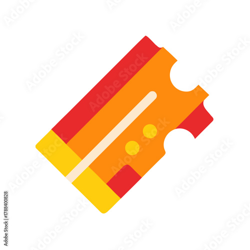 Colorful abstract ticket icon with perforations and circles