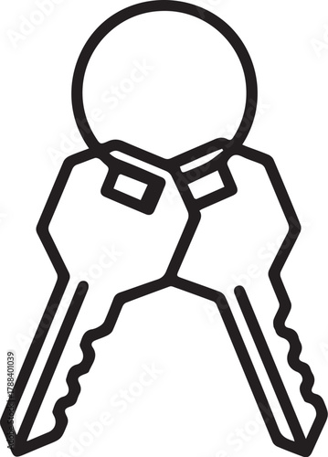 Key Pair on Ring: A close-up outline of two keys linked by a round ring, symbolizing access and security. The image evokes themes of control, safety, and the ability to unlock potential.