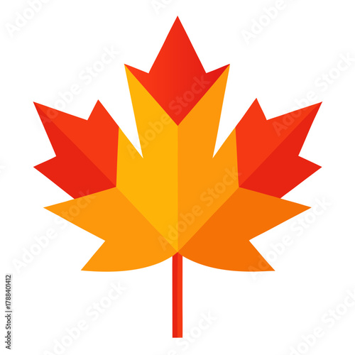 Stylized maple leaf in autumn colors on white background