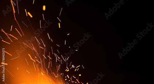 Fiery Sparks Against Transparent Backdrop, Abstract Firework Light Effect Elements
