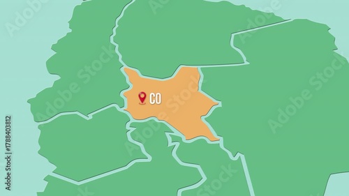 Mapa de Bolivia con división política resaltando el Departamento  Cochabamba