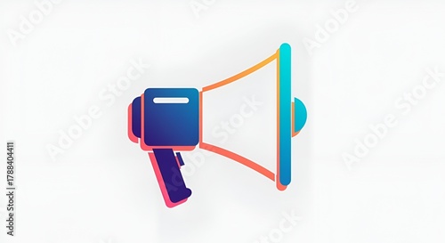 A stylized megaphone icon isolated on white, rendered with vibrant gradient colors and shadow effect