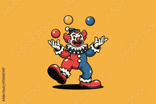 Happy Clown Juggling Colorful Balls in a Playful Circus Act.
