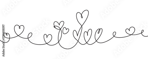 Continuous line drawing of hearts simple vector illustration for Valentines Day love and romance concepts