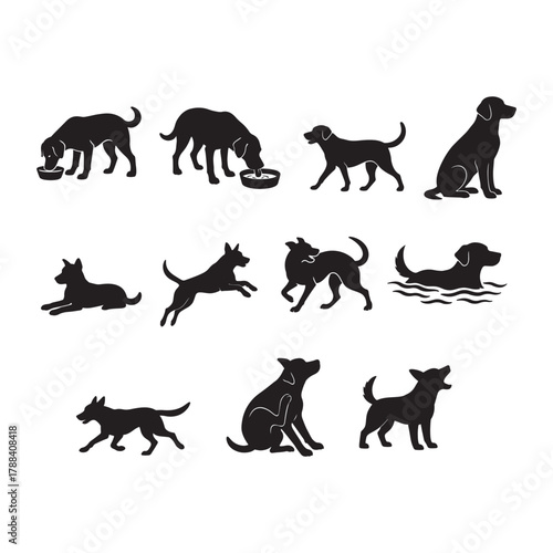 dog activity silhouettes