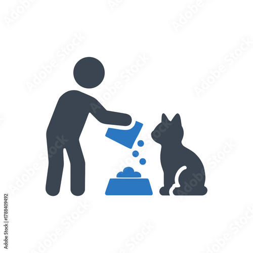 Person feeding cat icon