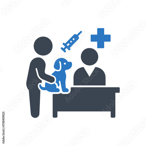 Pet vaccination at vet icon