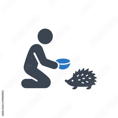 Feeding pet hedgehog icon