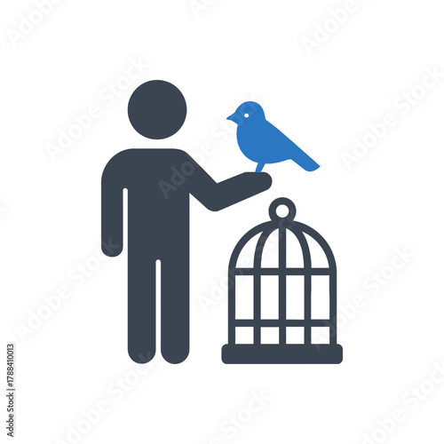 Pet bird handling icon