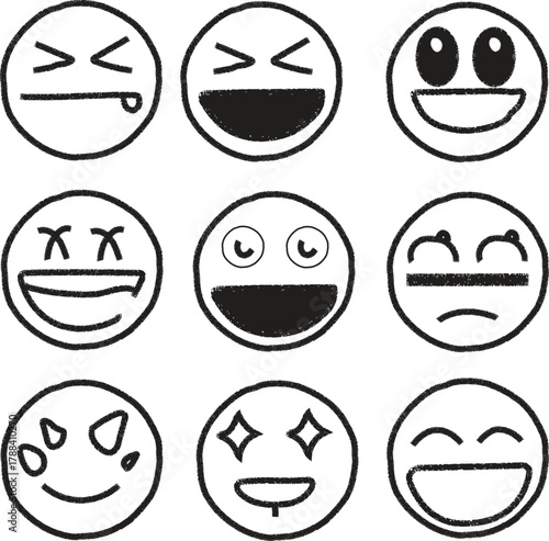 Collection of handdrawn emoji faces