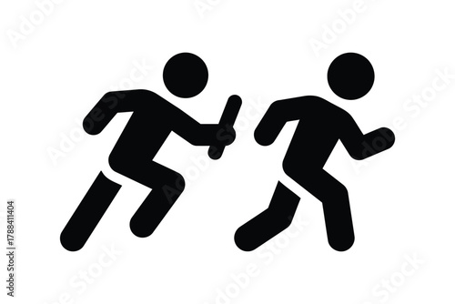 race, marathon, speed, keywords:, [converted], silhouette, depicts, movement, black, right., running, sport, icon, conveying, engaged, graphic, baton, partnership, both, background, people, with, whit