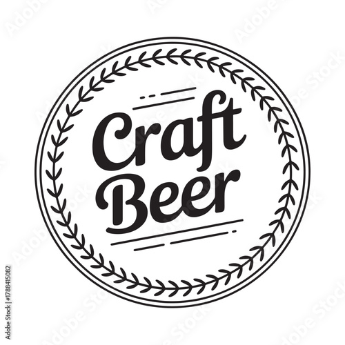 Vintage craft beer emblem with laurel wreath and text