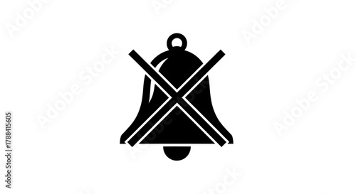Icon representing silence or no sound, with a bell crossed out.