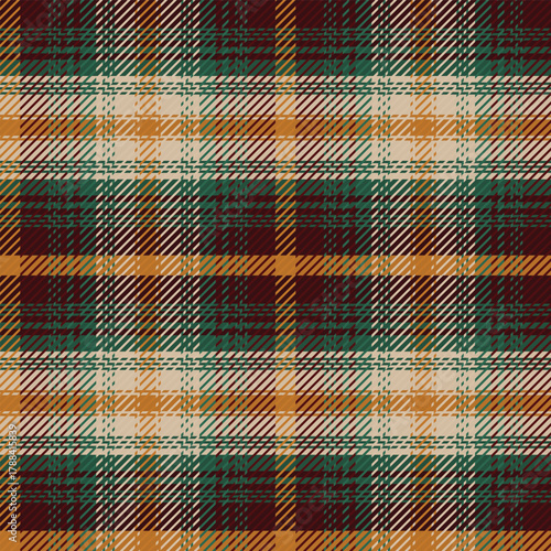 Traditional Autumn Plaid in Cozy Fall Colors Creating a Seamless Pattern Print
