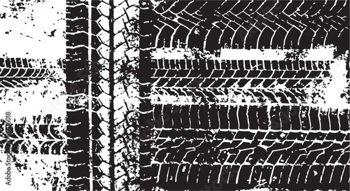 Grunge Tire Track Pattern on a Rough Textured Background for Graphic Design Elements