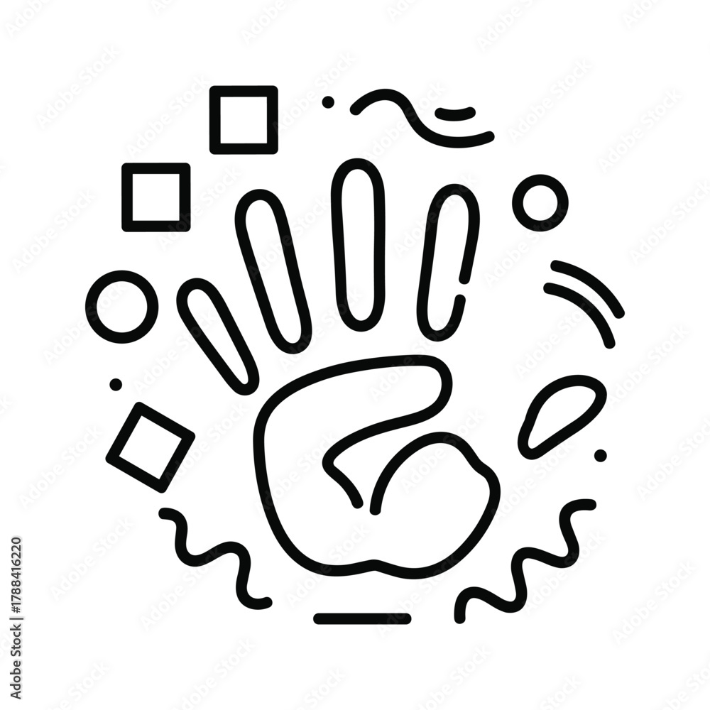 Fototapeta premium Handprint with abstract shapes and lines