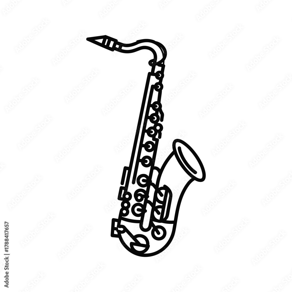 Naklejka premium Line art illustration of a saxophone