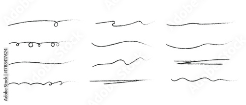 Hand Drawn Underline and Divider Line Vector Set
