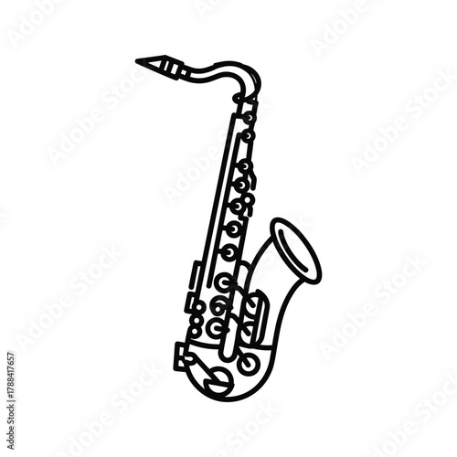 Line art illustration of a saxophone