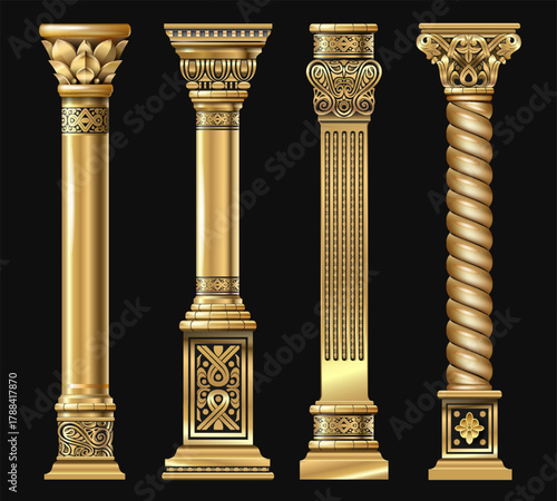 Ancient Greek marble column in classical architectural style