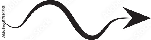 Black wavy arrow pointing right curve