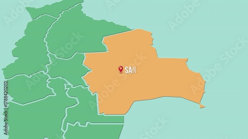 Mapa de Bolivia con división política resaltando el Departamento Santa Cruz